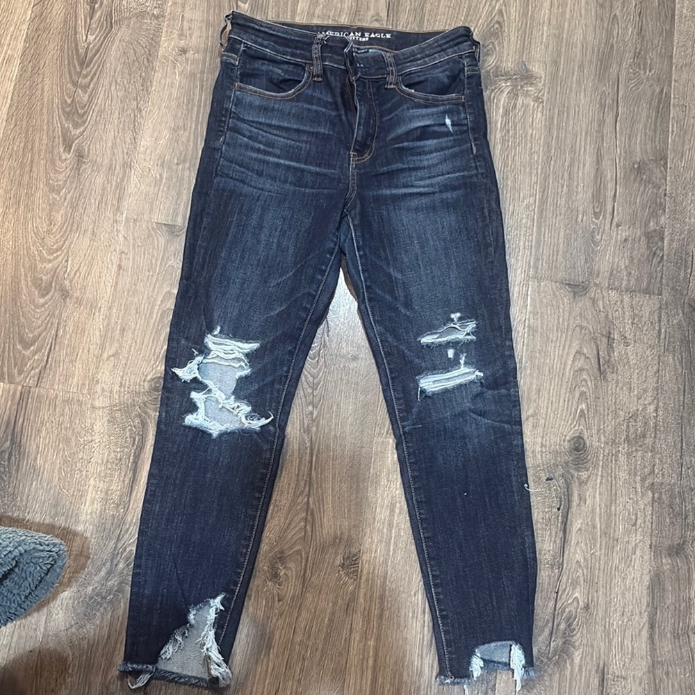 American Eagle Dark Wash Distressed Skinny Jeans